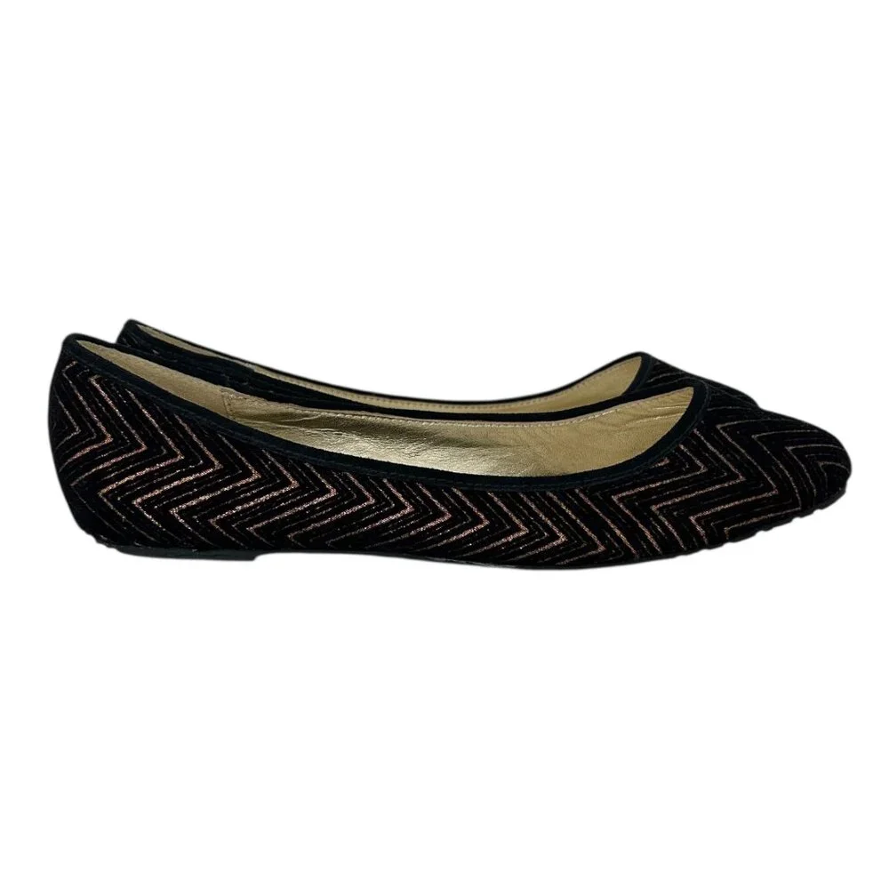 Elaine Turner‎ Velvet Black Copper Slip On Ballet Flats (8.5)